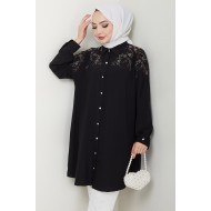 Taş Detaylı Tunik - SİYAH