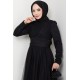 Taş Detaylı Tesettür Abiye Elbise - Siyah