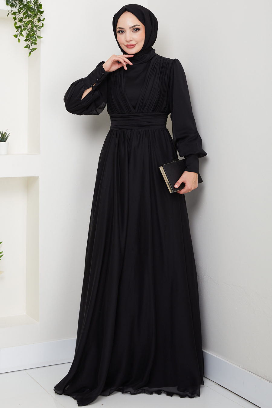 Tesettür Abiye Elbise - Siyah