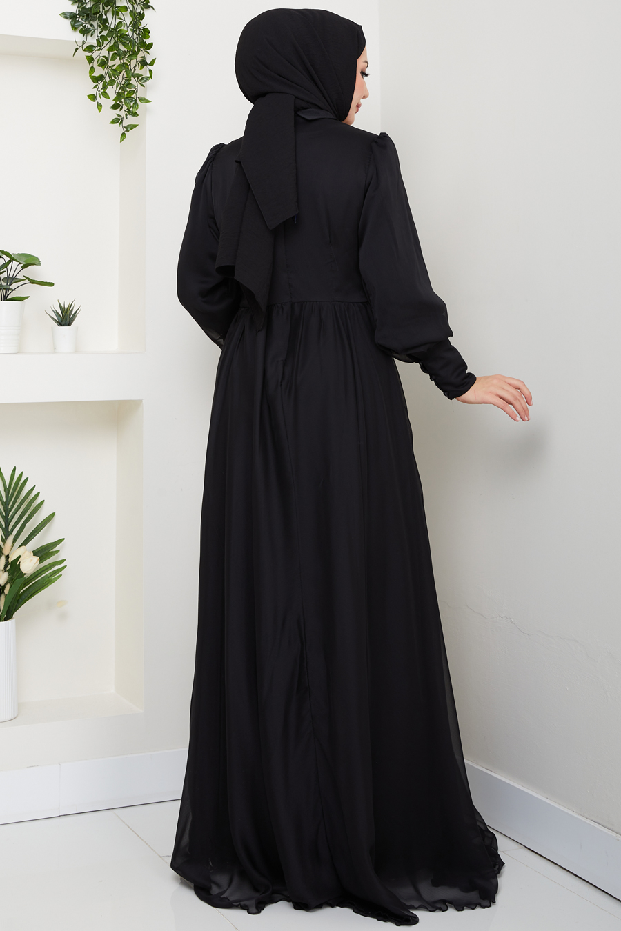 Tesettür Abiye Elbise - Siyah