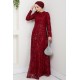 Dantel Tesettür Abiye Elbise - Bordo