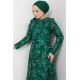 Dantel Tesettür Abiye Elbise - Yeşil
