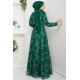 Dantel Tesettür Abiye Elbise - Yeşil