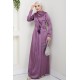 Düz Kesim Tesettür Abiye Elbise - Mor