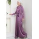 Düz Kesim Tesettür Abiye Elbise - Mor