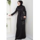 Düz Kesim Tesettür Abiye Elbise - Siyah