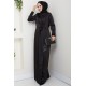 Düz Kesim Tesettür Abiye Elbise - Siyah