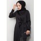 Düz Kesim Tesettür Abiye Elbise - Siyah