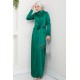 Düz Kesim Tesettür Abiye Elbise - Yeşil