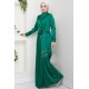 Düz Kesim Tesettür Abiye Elbise - Yeşil