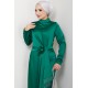 Düz Kesim Tesettür Abiye Elbise - Yeşil