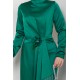 Düz Kesim Tesettür Abiye Elbise - Yeşil
