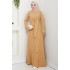 Bağlama Detaylı Tesettür Elbise - Bej 