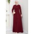 Bağlama Detaylı Tesettür Elbise - Bordo 