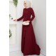Bağlama Detaylı Tesettür Elbise - Bordo 