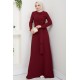 Bağlama Detaylı Tesettür Elbise - Bordo 