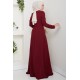 Bağlama Detaylı Tesettür Elbise - Bordo 