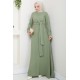 Bağlama Detaylı Tesettür Elbise - Mint 