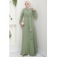 Bağlama Detaylı Tesettür Elbise - Mint 