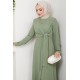 Bağlama Detaylı Tesettür Elbise - Mint 