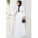 Fermuar Detaylı Tesettür Elbise - BEYAZ