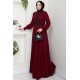 Fermuar Detaylı Tesettür Elbise - Bordo 