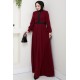 Fermuar Detaylı Tesettür Elbise - Bordo 