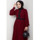 Fermuar Detaylı Tesettür Elbise - Bordo 