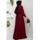 Fermuar Detaylı Tesettür Elbise - Bordo 