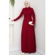 A Kesim Tesettür Elbise - Bordo 