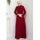 A Kesim Tesettür Elbise - Bordo 