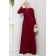 Bağlama Detaylı Tesettür Elbise - Bordo