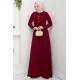 Bağlama Detaylı Tesettür Elbise - Bordo