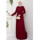 Bağlama Detaylı Tesettür Elbise - Bordo
