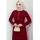 Bağlama Detaylı Tesettür Elbise - Bordo