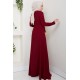 Bağlama Detaylı Tesettür Elbise - Bordo