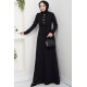 Bağlama Detaylı Tesettür Elbise - Siyah