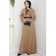 Deri Kemerli Tesettür Elbise - Bej