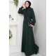 Deri Kemerli Tesettür Elbise - YEŞİL