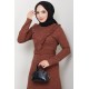 Fitilli Kumaş Tesettür Elbise -KAHVERENGİ
