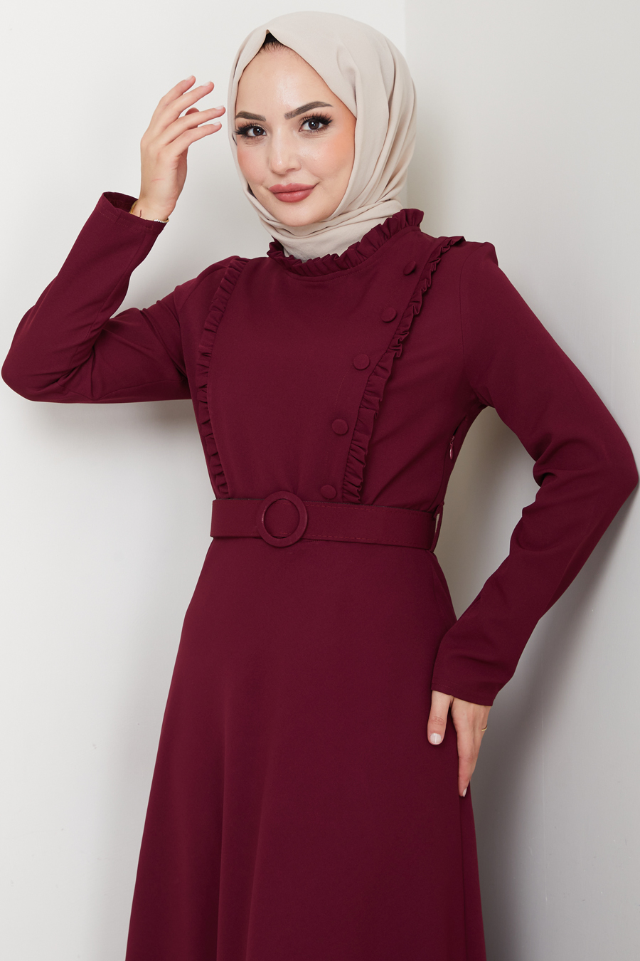 Tesettür Elbise - Bordo