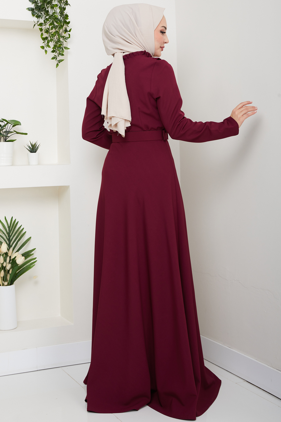 Tesettür Elbise - Bordo
