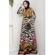 Zebra Desenli Tesettür Elbise