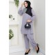 Kaz Ayağı Detaylı Tunik Pantolon İkili Tesettür Takım - Gri