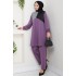 Kaz Ayağı Detaylı Tunik Pantolon İkili Tesettür Takım - Mor