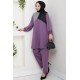 Kaz Ayağı Detaylı Tunik Pantolon İkili Tesettür Takım - Mor