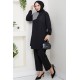 Kaz Ayağı Detaylı Tunik Pantolon İkili Tesettür Takım - Siyah