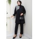 Kaz Ayağı Detaylı Tunik Pantolon İkili Tesettür Takım - Siyah