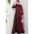 Taş Detaylı Abiye Elbise -BORDO