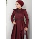 Taş Detaylı Abiye Elbise -BORDO Taş Detaylı Abiye Elbise -BORDO